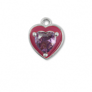 Brass TQ metal charms heart Silver-Purple