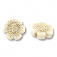Acrylic beads flower Off White-Gold