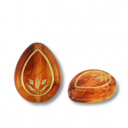 Acrylic beads drop Cognac Brown-Gold