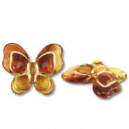 Acrylic beads butterfly Cognac Brown-Gold
