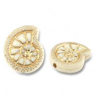 Acrylic beads shell Off White-Gold