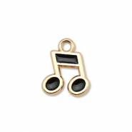 Metal charms enamel musical note Gold-Black