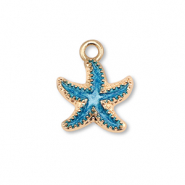 Metal charms enamel starfish Gold-Blue