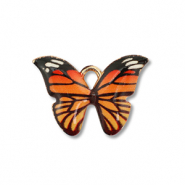Metal charms enamel butterfly Gold-Orange-Black