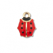 Metal charms enamel ladybug Gold-Red-Black