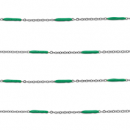 Stainless steel findings belcher chain with rod Silver-Green