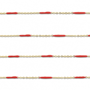 Stainless steel findings belcher chain with rod Gold-Red