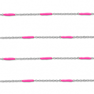 Stainless steel findings belcher chain with rod Silver-Pink
