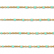 Stainless steel findings belcher chain 1mm Gold-Mint Turquoise