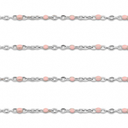 Stainless steel findings belcher chain 1mm Silver-Light Pink