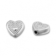Stainless steel beads heart Silver
