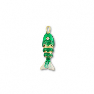 Eco-brass&reg; metal charms fish Gold-Green-White