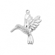 Stainless steel charms hummingbird Silver