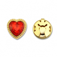 Eco-brass&reg; metal button covers heart Gold-Red