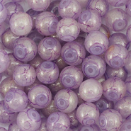 6 mm glass beads with glitters Purple-Gold