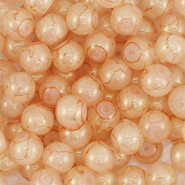 6 mm glass beads with glitters Coral Orange-Gold