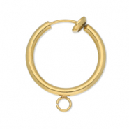 Stainless steel findings clip-on earrings / creole with loop 16mm Gold