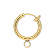 Stainless steel findings clip-on earrings / creole with loop 14mm Gold