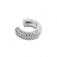 Stainless steel earrings ear cuff with zirconia Silver-Crystal