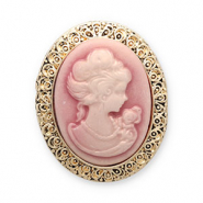 Brooches Cameo oval Gold-Vintage Pink