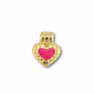 DQ European metal charms heart Gold (Nickelfree)-Magenta