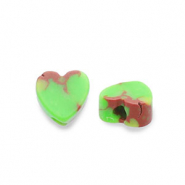 Natural stone beads Calcite heart Bright Green