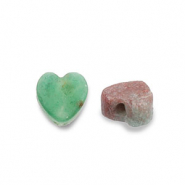 Natural stone beads Quartz heart Dark Green
