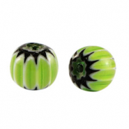 Millefiori beads tube Green-White
