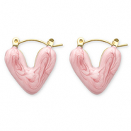 Stainless steel earrings creole heart Gold-Pink