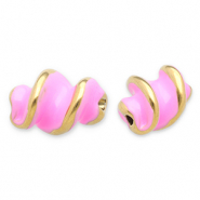 Stainless steel beads twisted Gold-Pink