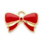 Stainless steel charms bow Gold-Red