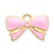 Stainless steel charms bow Gold-Pink