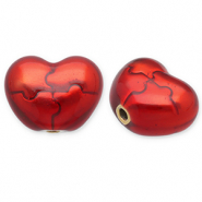 Stainless steel beads heart Gold-Red
