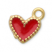 Stainless steel charms heart Gold-Red