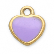 Stainless steel charms heart Gold-Lilac