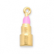 Stainless steel charms lipstick Gold-Pink