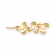 Hair accessories bobby pin flowers with imitation pearls Gold-White