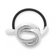 Hair accessories hair tie with metal knot Silver-Black