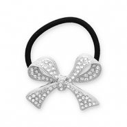 Hair accessories hair tie with metal bow with strass Silver-Black-Transparent