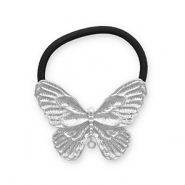Hair accessories hair tie with metal butterfly Silver-Black