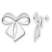 Stainless steel earrings / earpins bow Silver