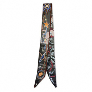 Bandana scarf with stars/leaves Dark Green-Brown