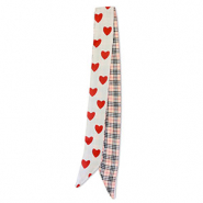 Bandana scarf with heart/rhombus pattern Peach Pink-Red-White
