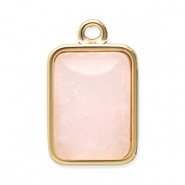 Stainless steel charms natural stone rectangle Gold-Pink