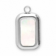 Stainless steel charms shell rectangle Silver-White