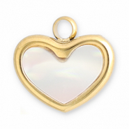 Stainless steel charms shell heart Gold-White