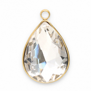 Stainless steel charms facet drop Gold-Crystal