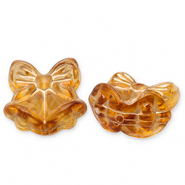 Acrylic beads bow with Christmas bells Cognac Brown-Gold