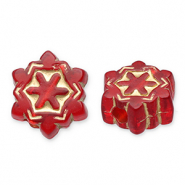 Acrylic beads snowflake Red-Gold