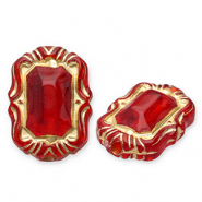 Acrylic beads rectangle Red-Gold